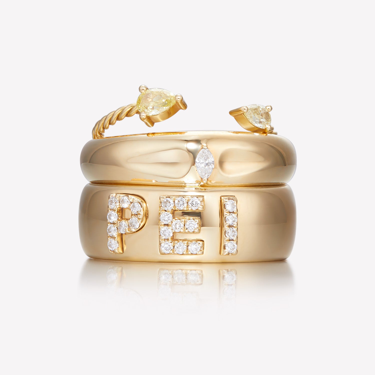 18K Gold Dainty Dented Diamond Ring