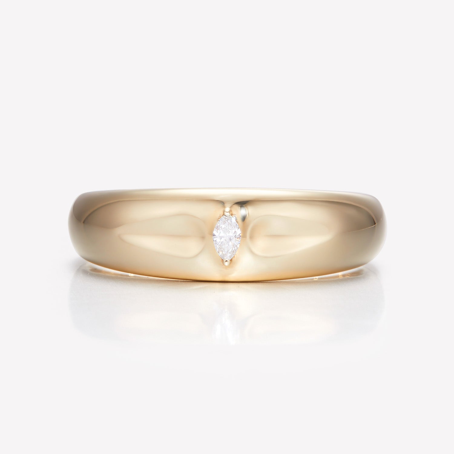 18K Gold Dainty Dented Diamond Ring