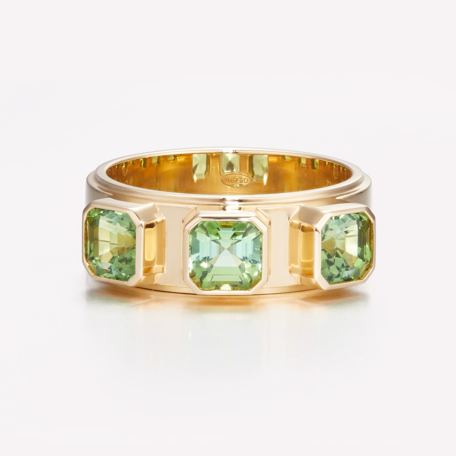 18K Gold Green Tourmaline Engagement Ring