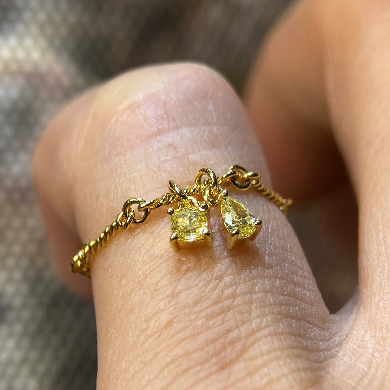 18K Gold Yellow Diamond Pinky Ring
