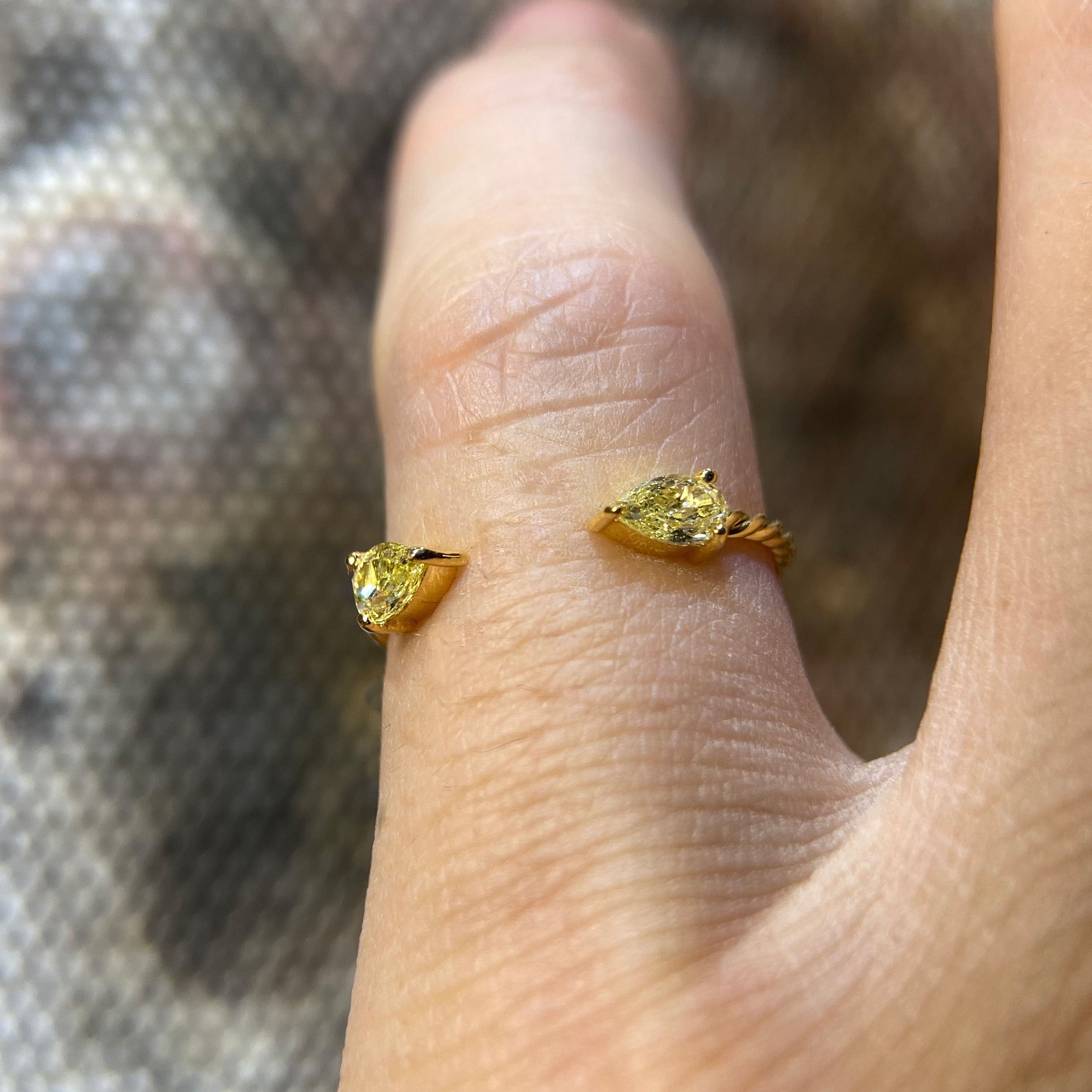 18K Gold Yellow Diamond Pinky Ring