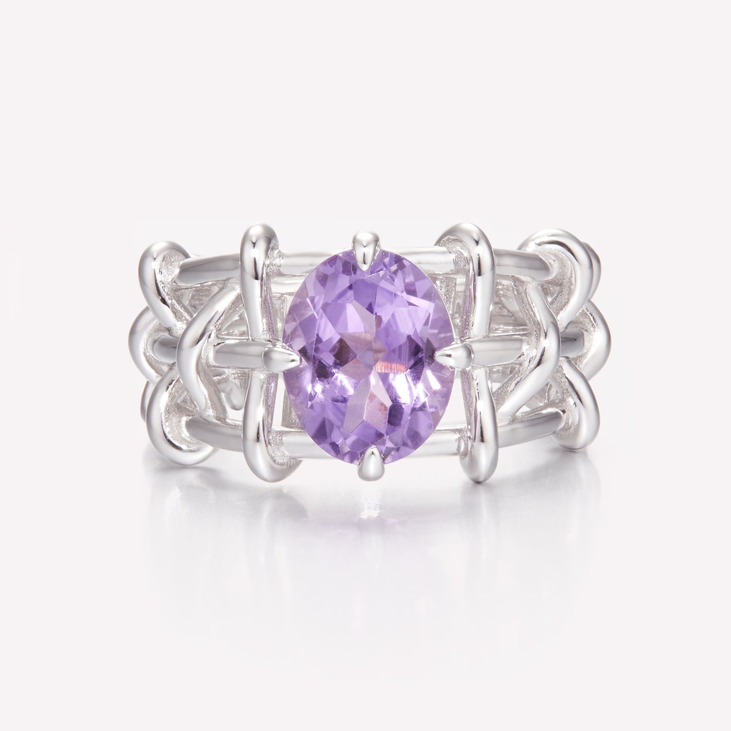 Knot Amethyst Silver Ring
