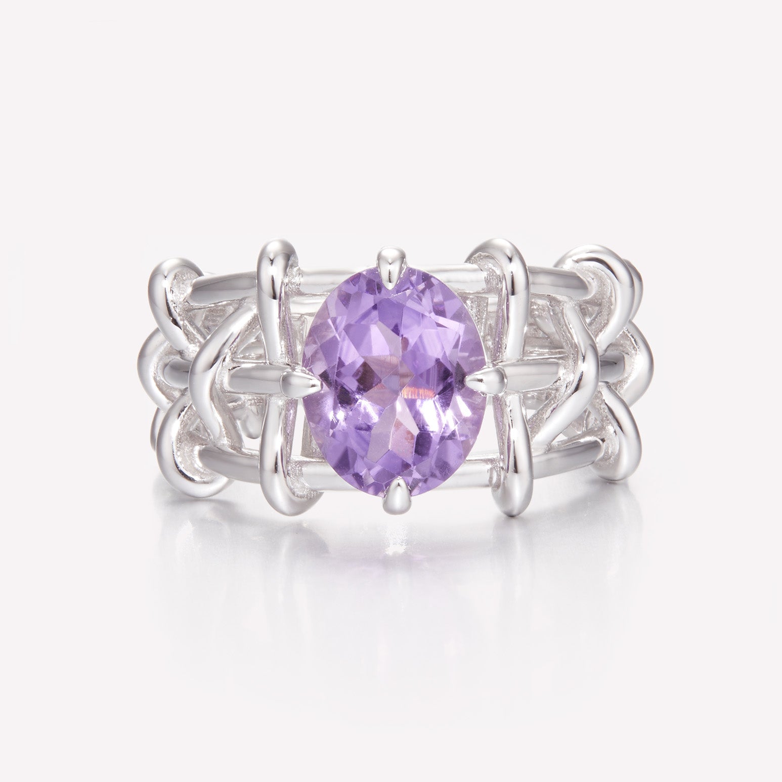 Knot Amethyst Silver Ring