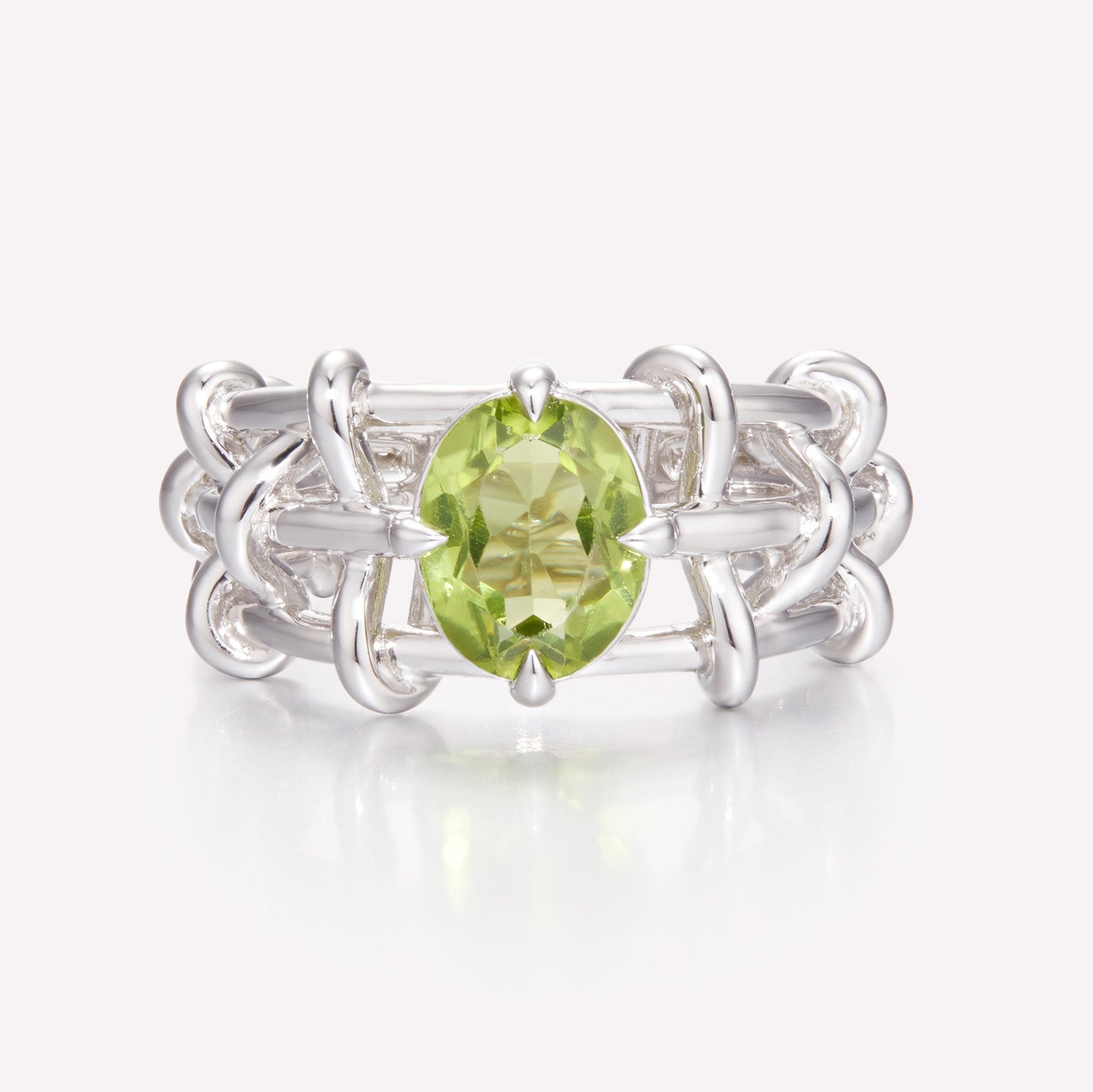 Silver Promise Ring with Celtic Knot Design and store Green Peridot Stone, Pixie Forest Friendship Ring Silver Size 8