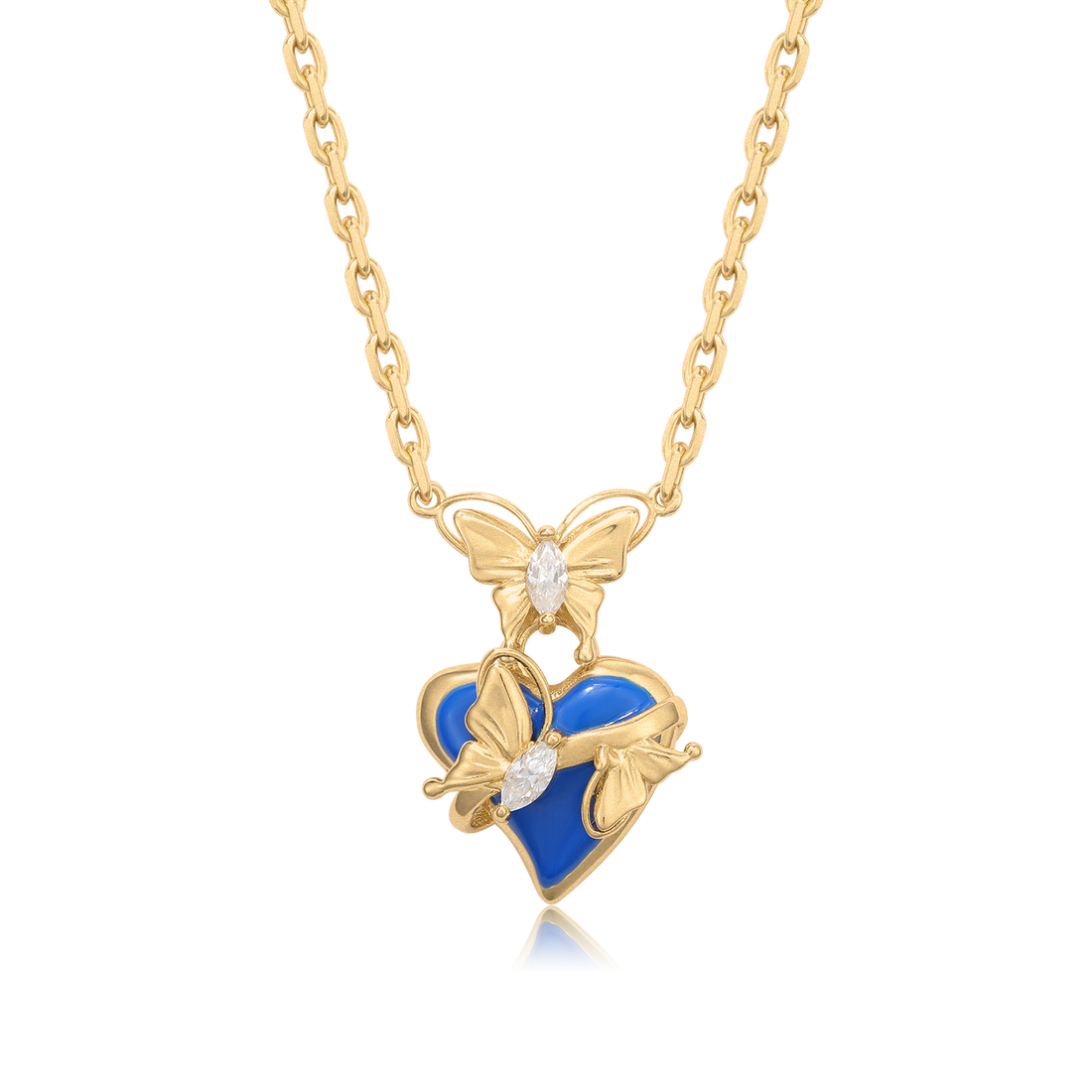 Midnight Serenade Matt Enamel Gold Necklace