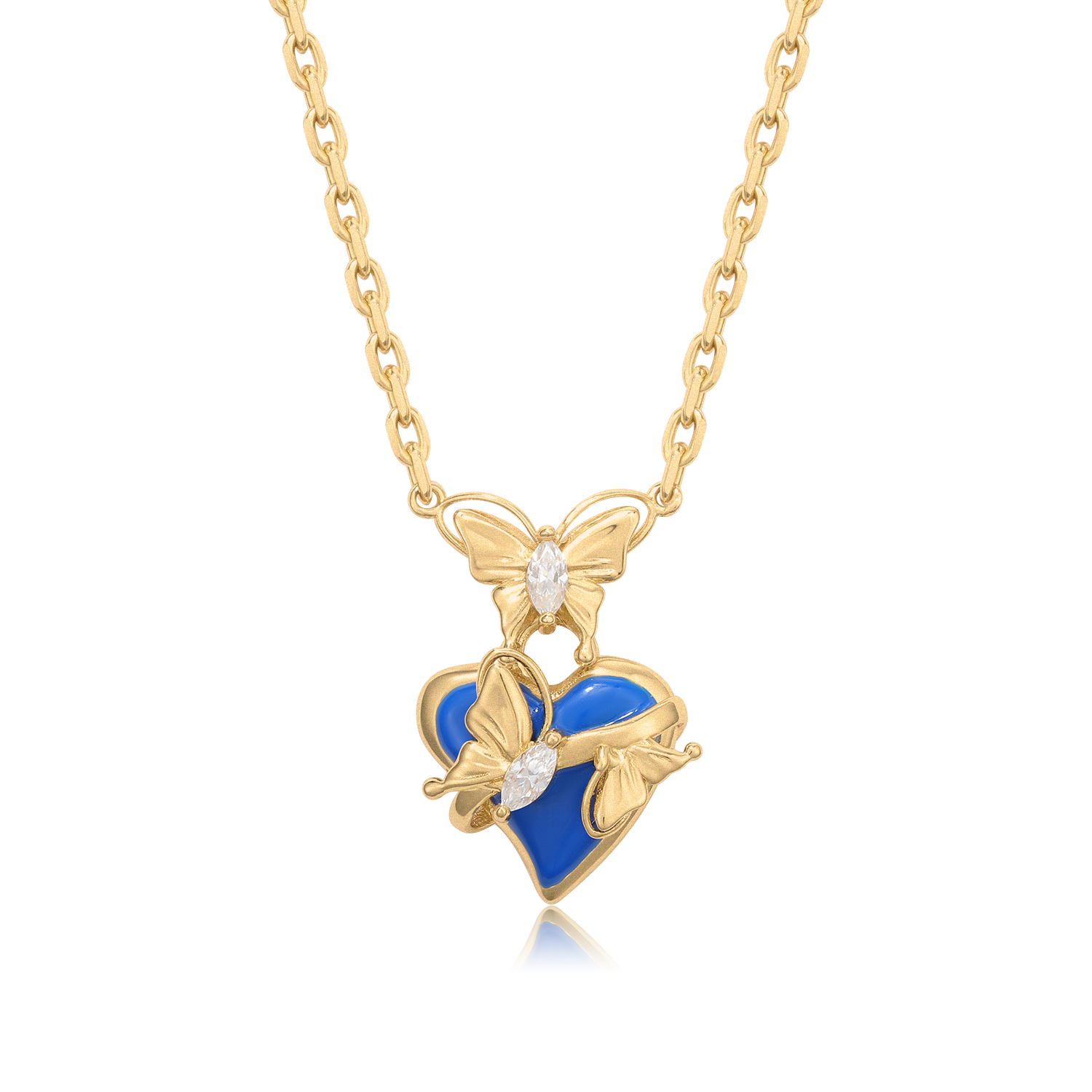 Midnight Serenade Matt Enamel Gold Necklace