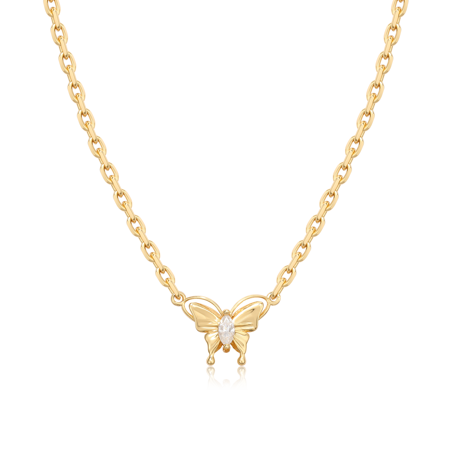 Midnight Serenade Matt Enamel Gold Necklace