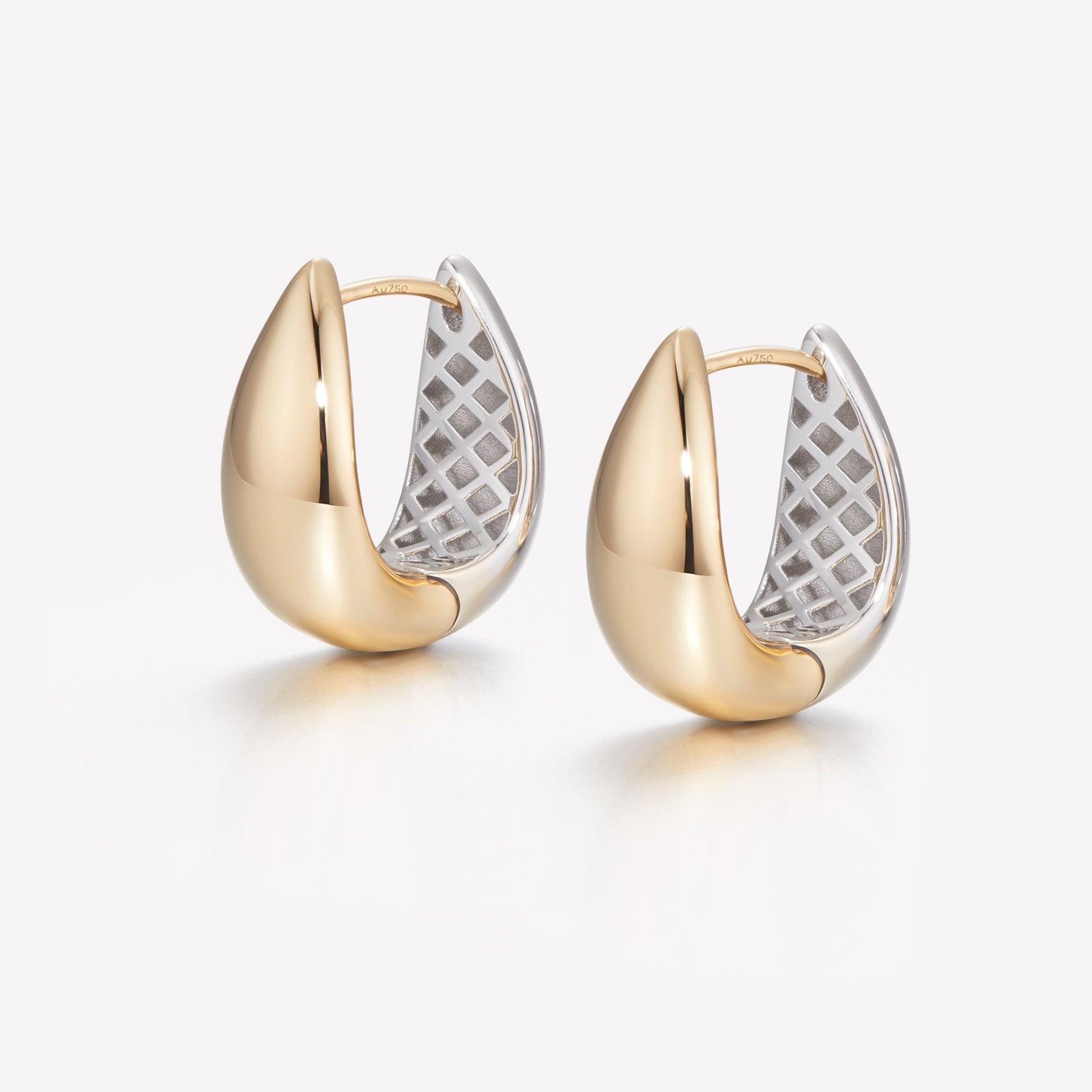18K Gold Teardrop Yellow & Silver Earrings