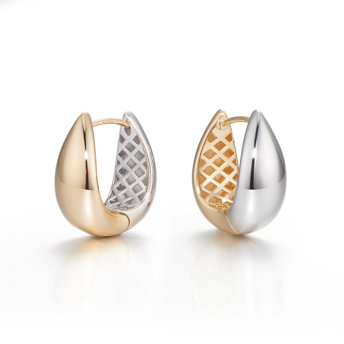 18K Gold Teardrop Yellow & Silver Earrings