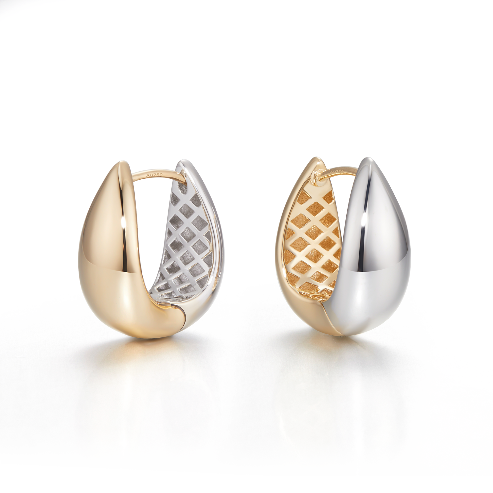 18K Gold Teardrop Yellow & Silver Earrings