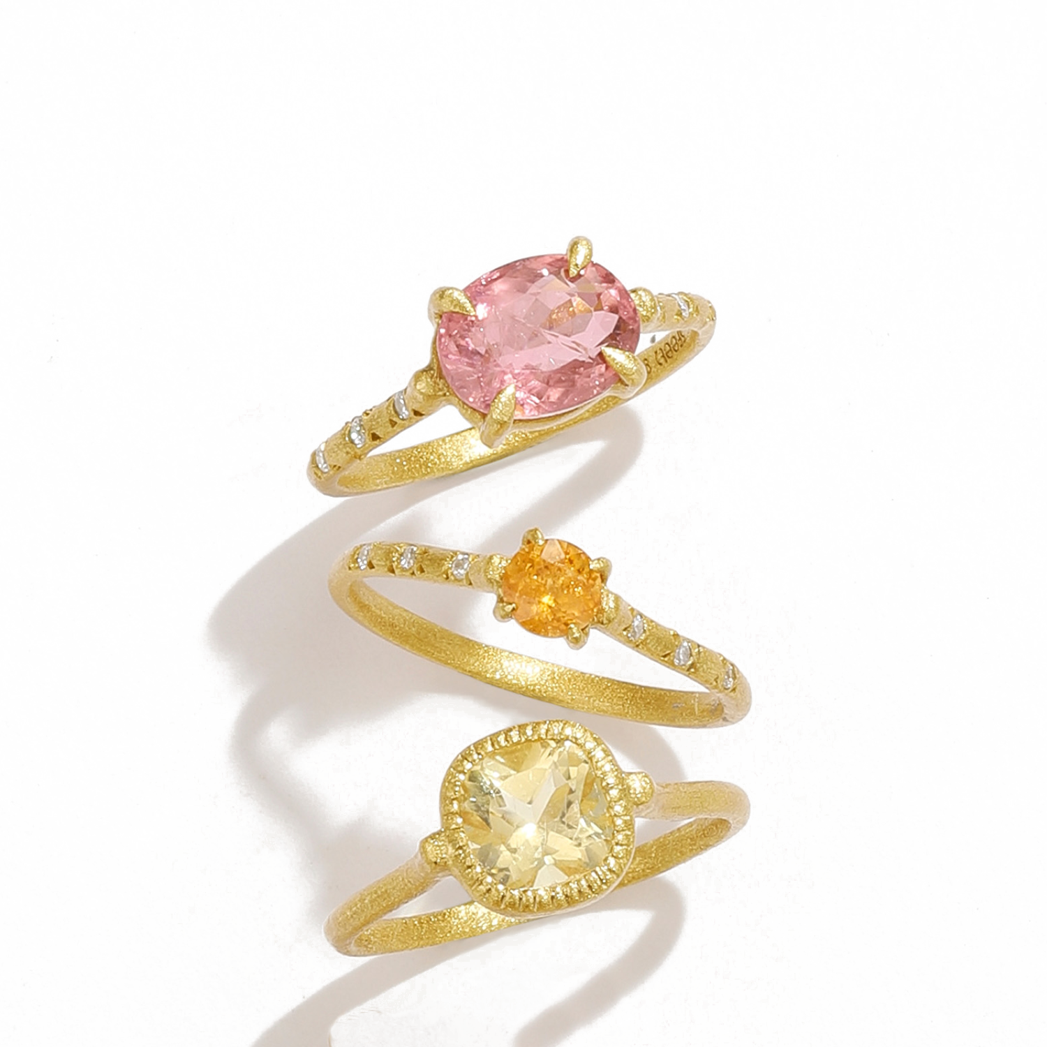 Yellow Amethyst Silver Gold Ring