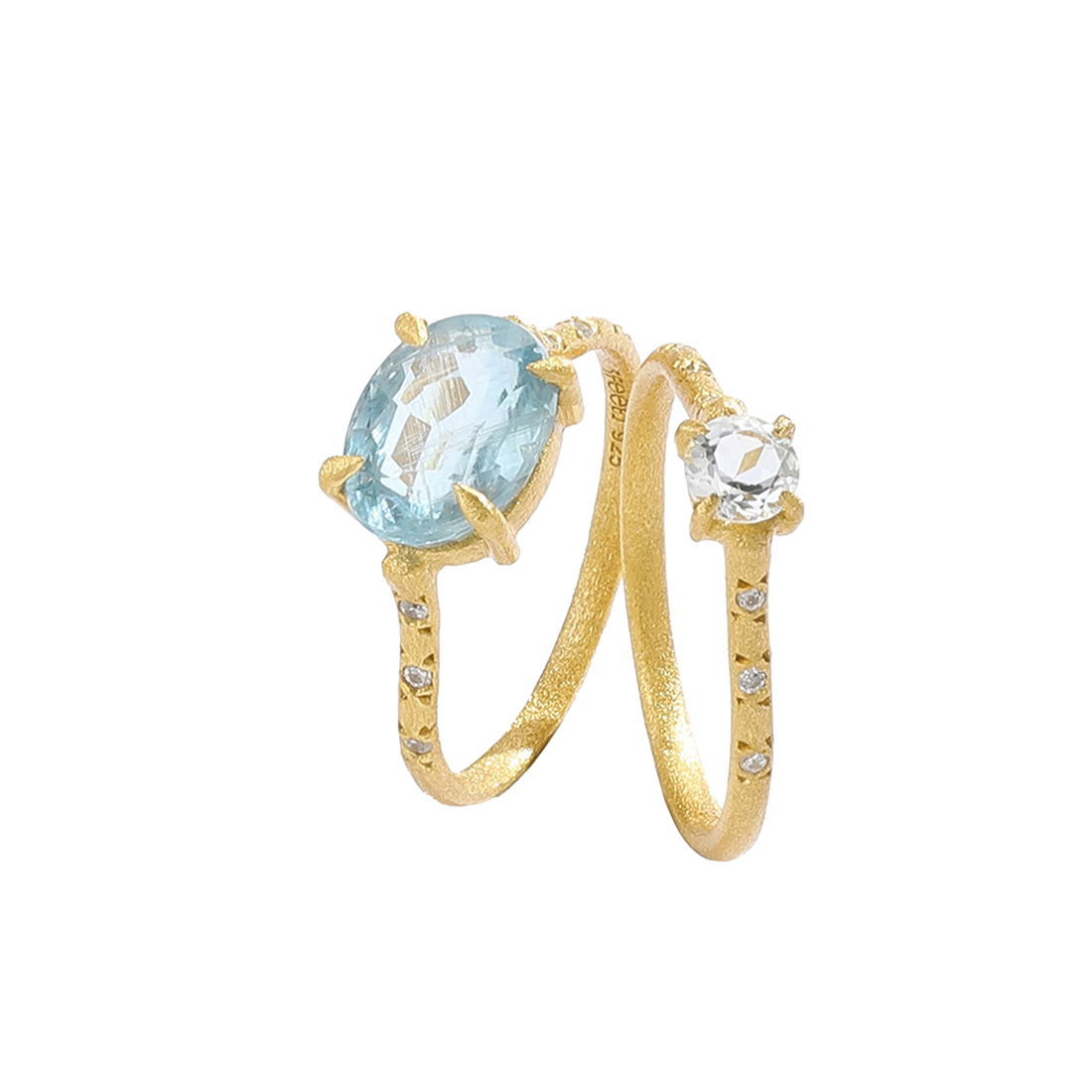 White Topaz Silver Gold Stacking Ring