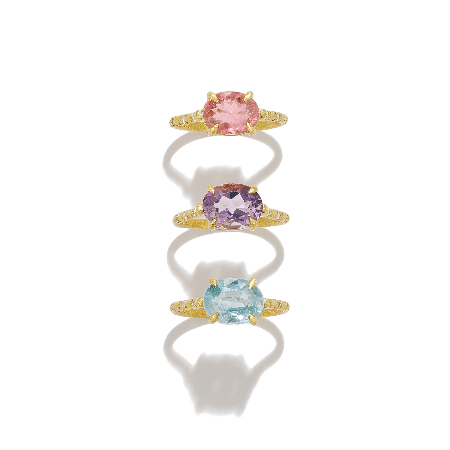 Paraiba Blue Silver Gold Stacking Ring