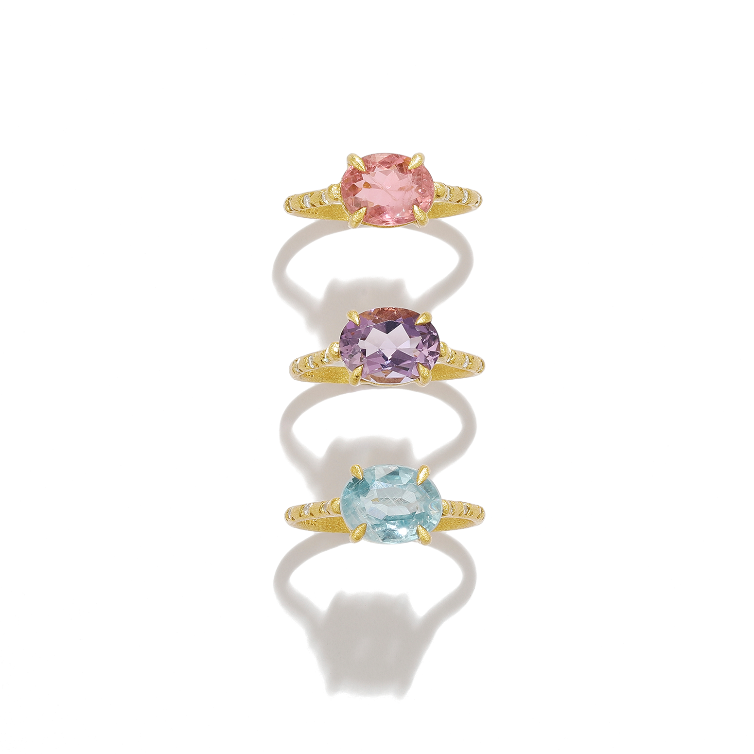 Paraiba Blue Silver Gold Stacking Ring