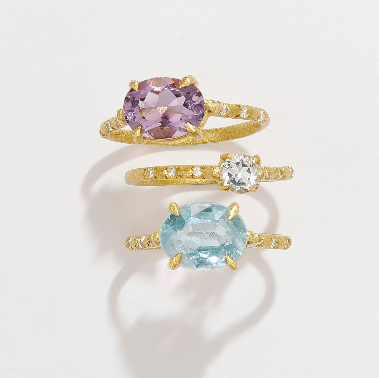 Paraiba Blue Silver Gold Stacking Ring