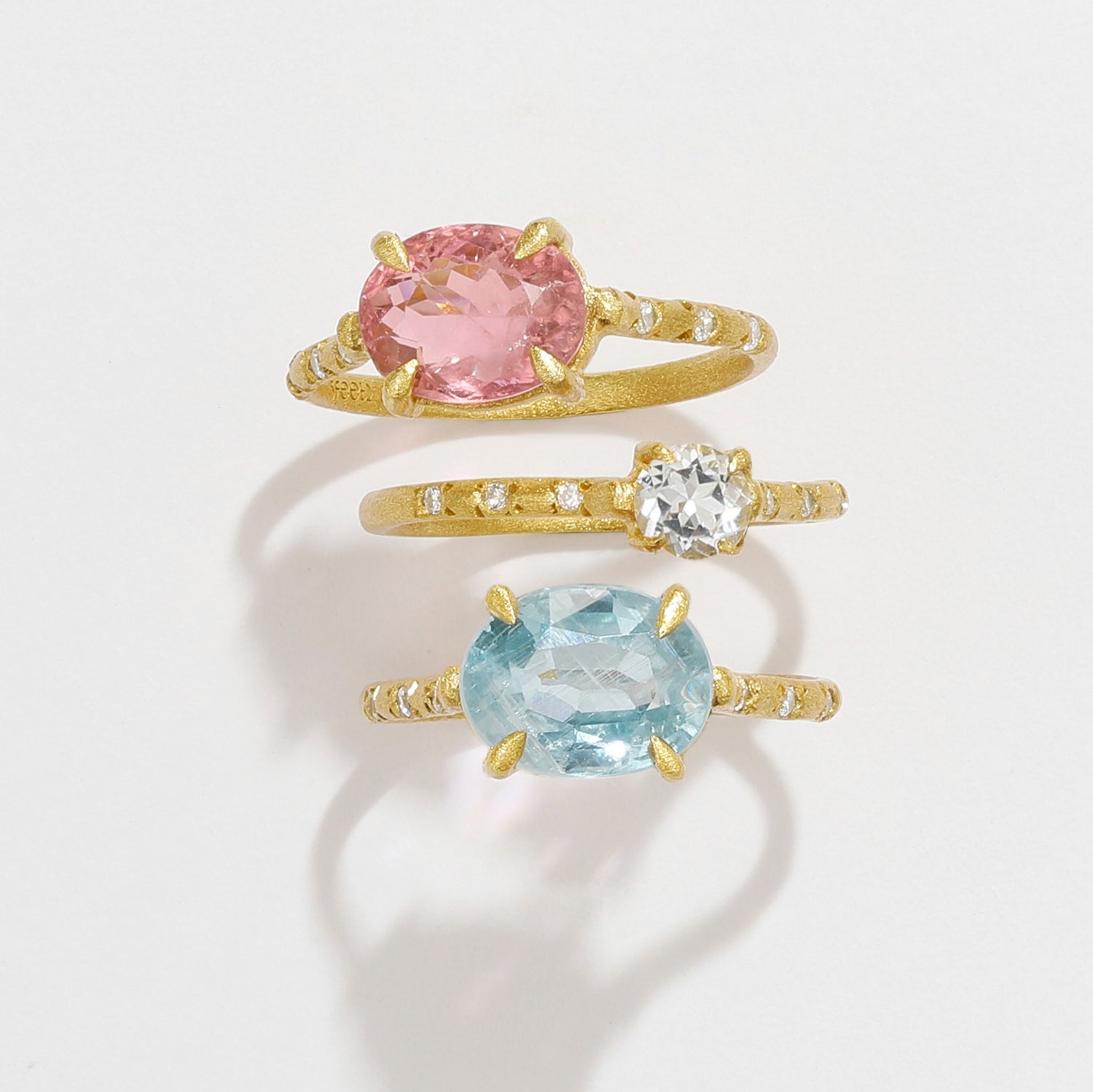 Paraiba Blue Silver Gold Stacking Ring