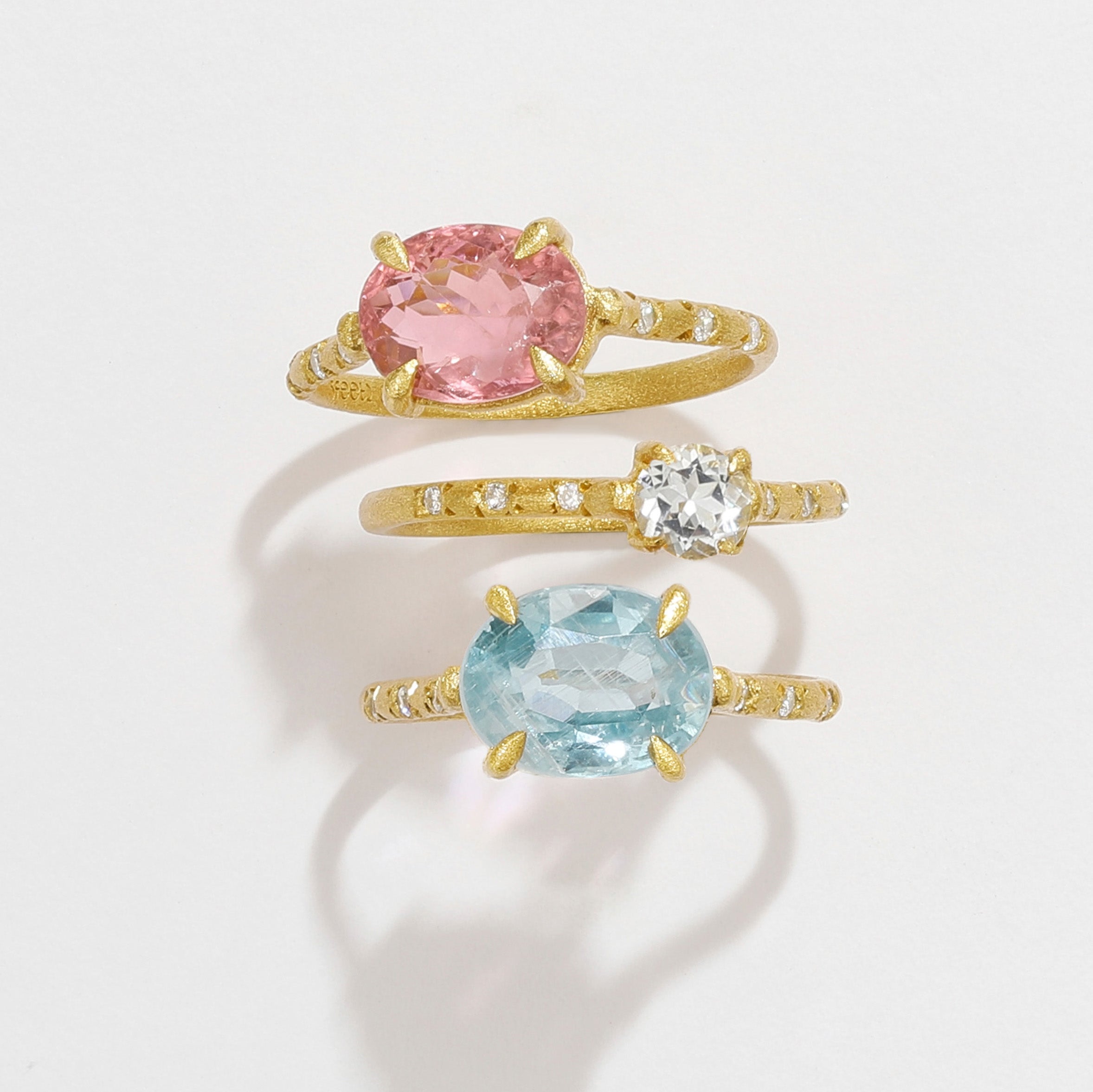 Paraiba Blue Silver Gold Stacking Ring