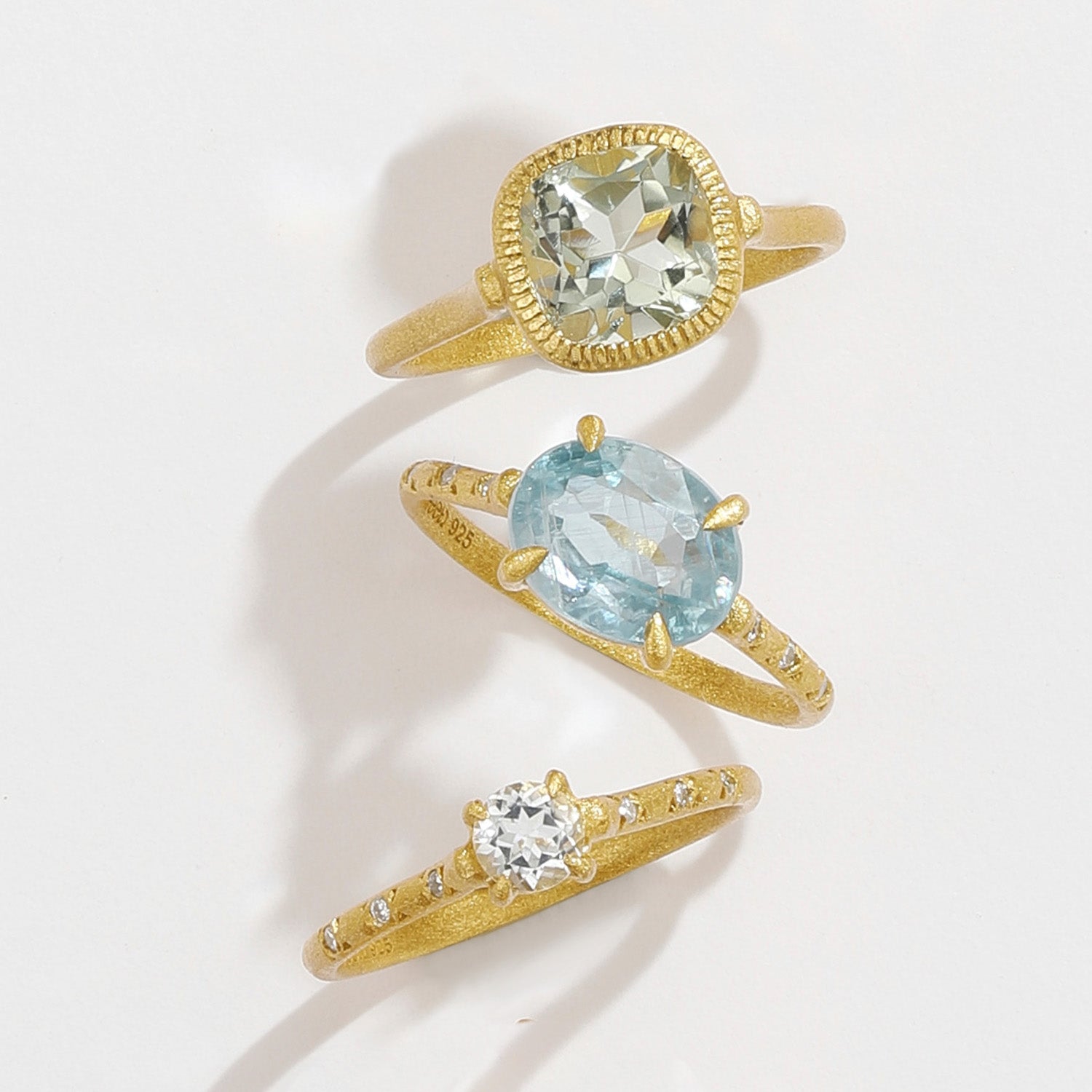 Paraiba Blue Silver Gold Stacking Ring