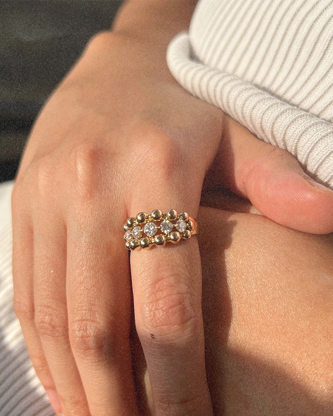 Ball Moissanite Gold Ring