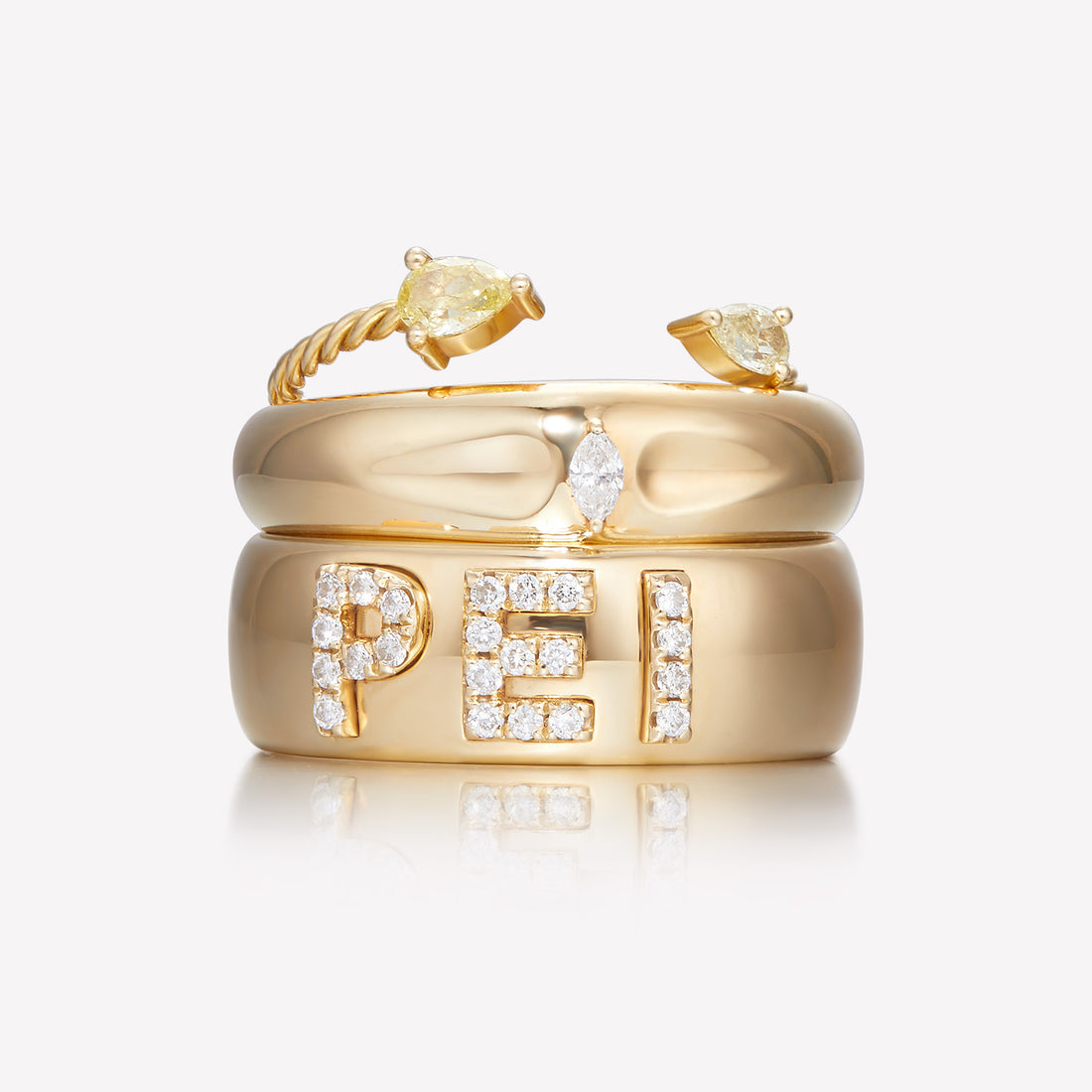 18K Gold Dainty Dented Diamond Ring