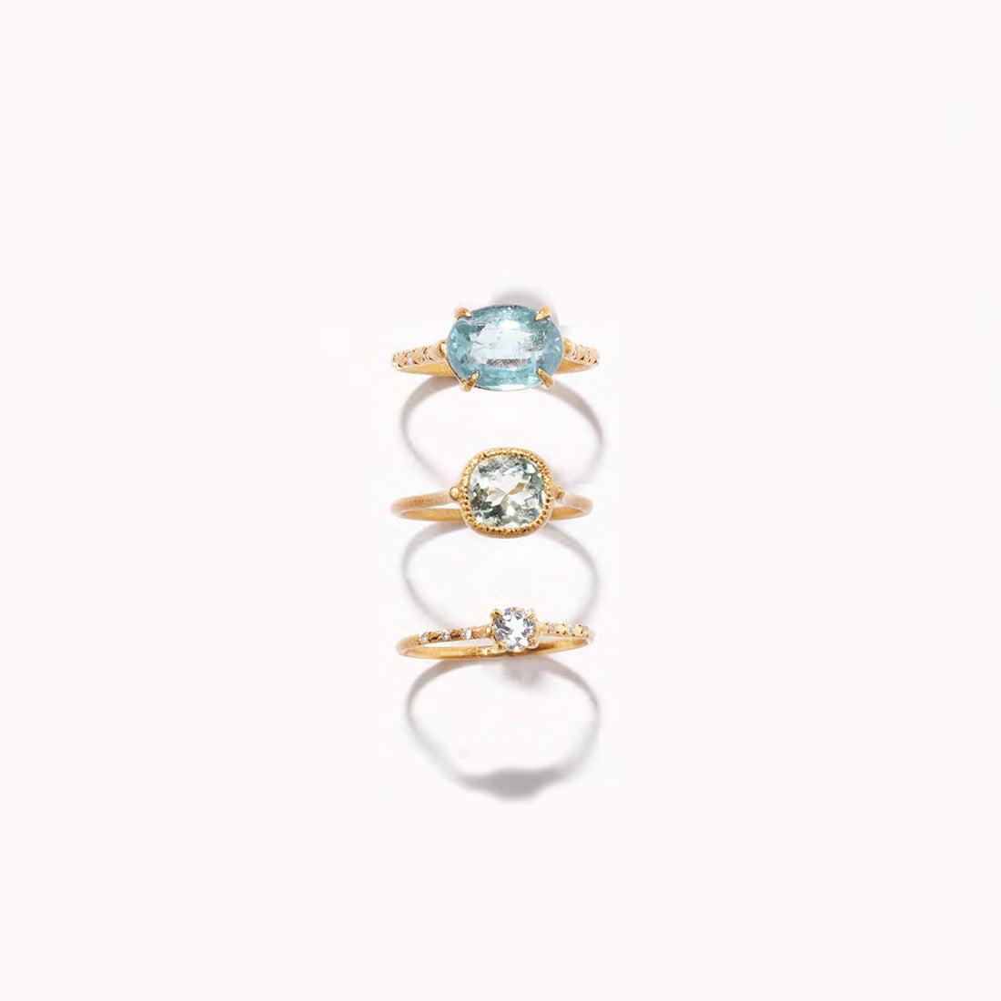 White Topaz Silver Gold Stacking Ring