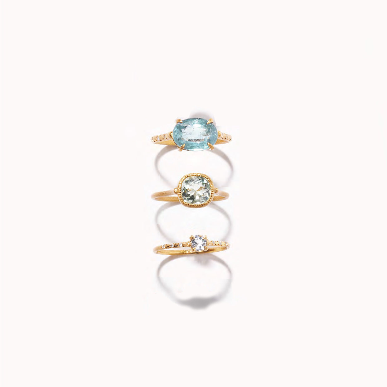 White Topaz Silver Gold Stacking Ring