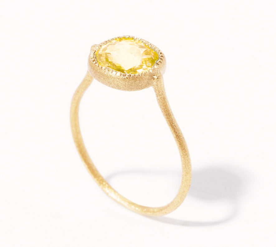 Yellow Amethyst Silver Gold Ring