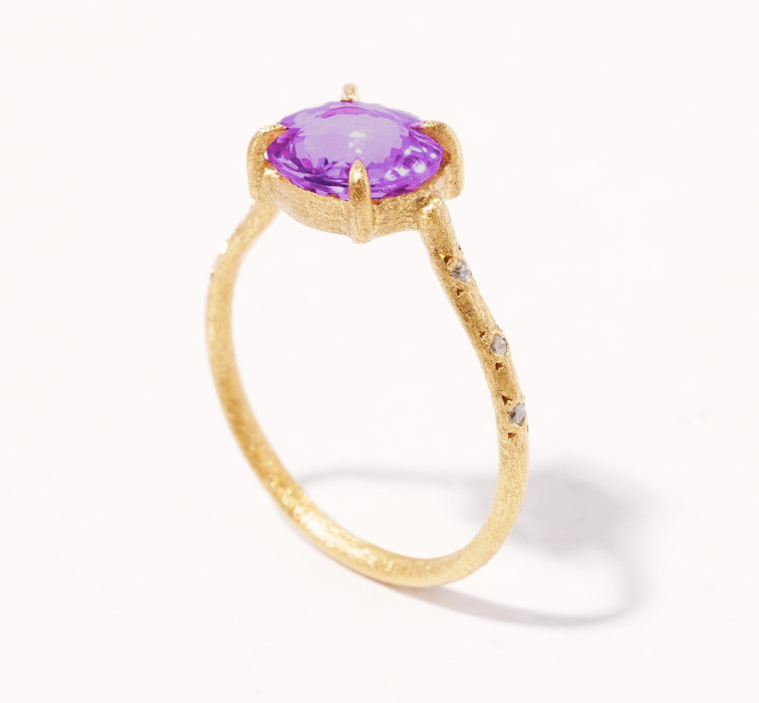 Amethyst Silver Gold Ring