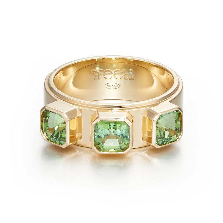 18K Gold Green Tourmaline Engagement Ring