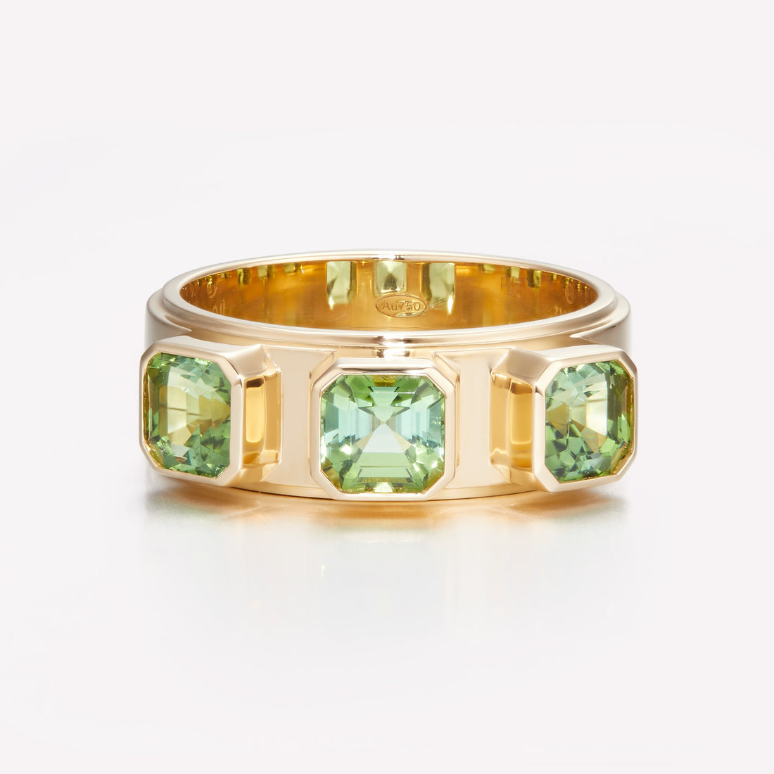 18K Gold Green Tourmaline Engagement Ring