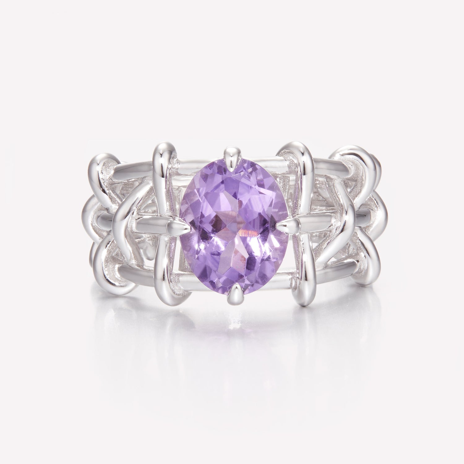 KNOT銀色紫水晶戒指