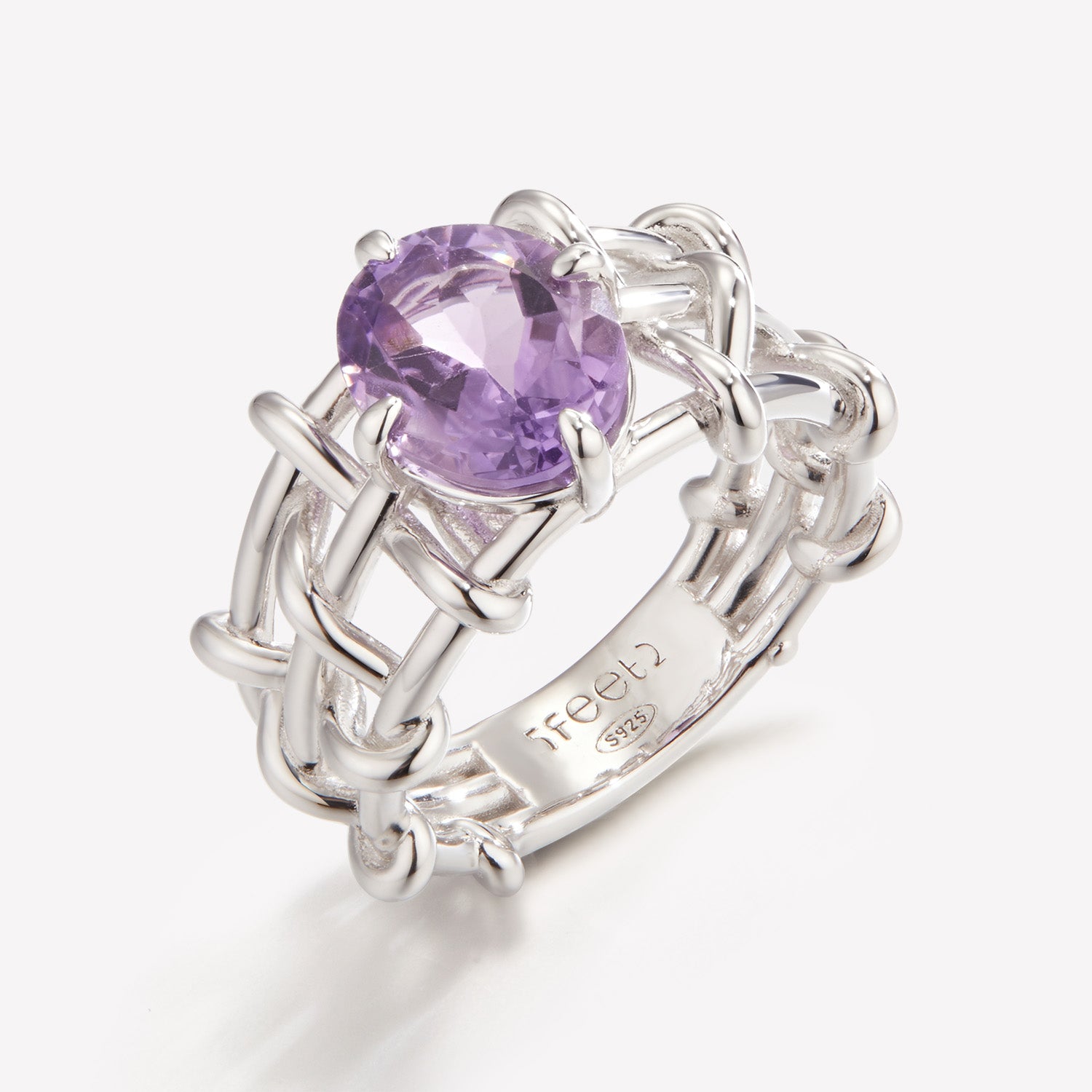 Knot Amethyst Silver Ring