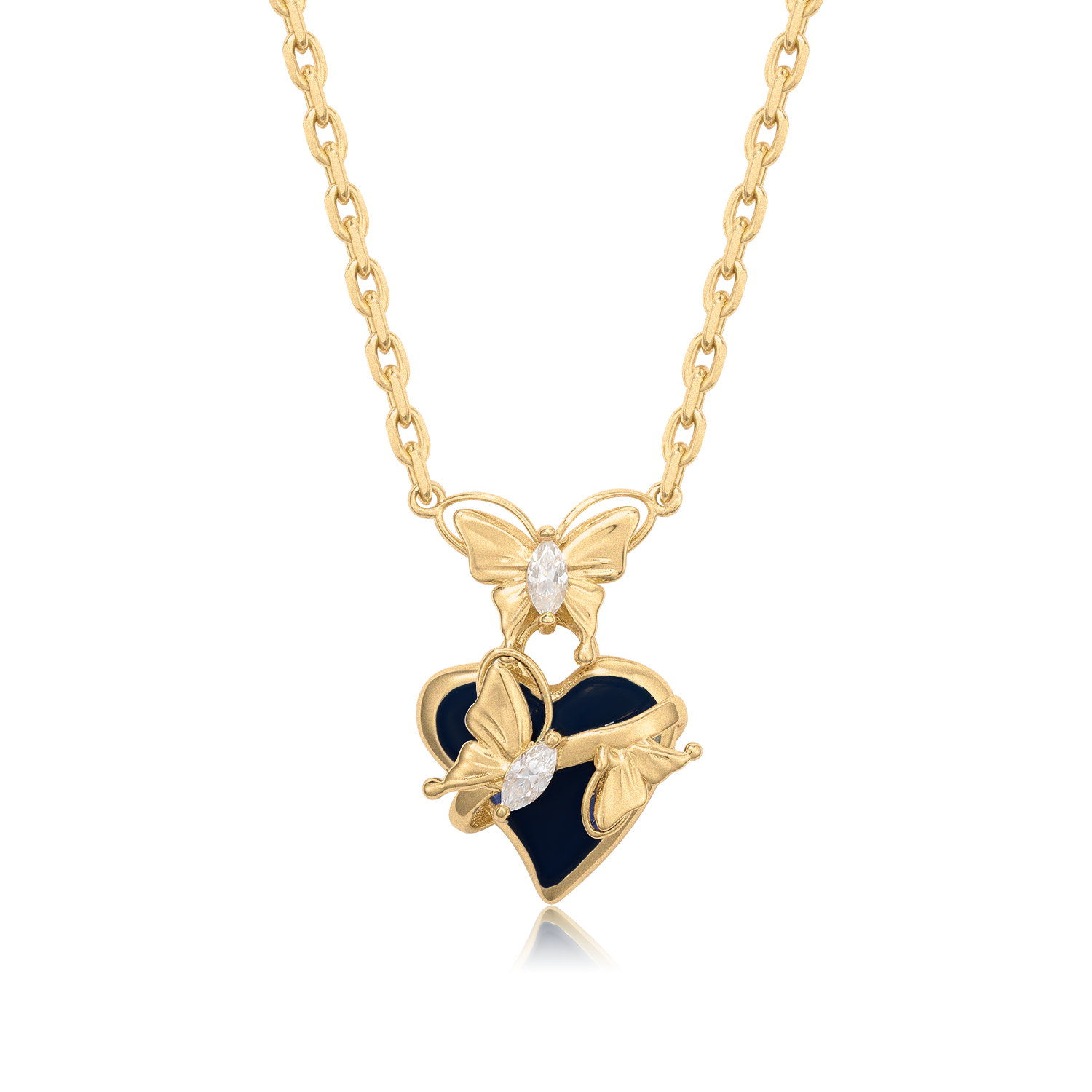 Midnight Serenade Matt Enamel Gold Necklace