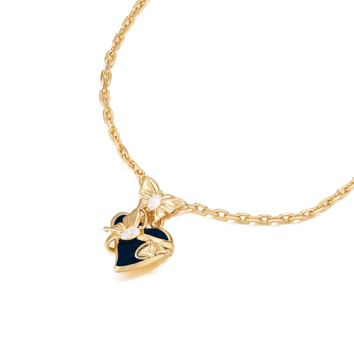 Midnight Serenade Matt Enamel Gold Necklace
