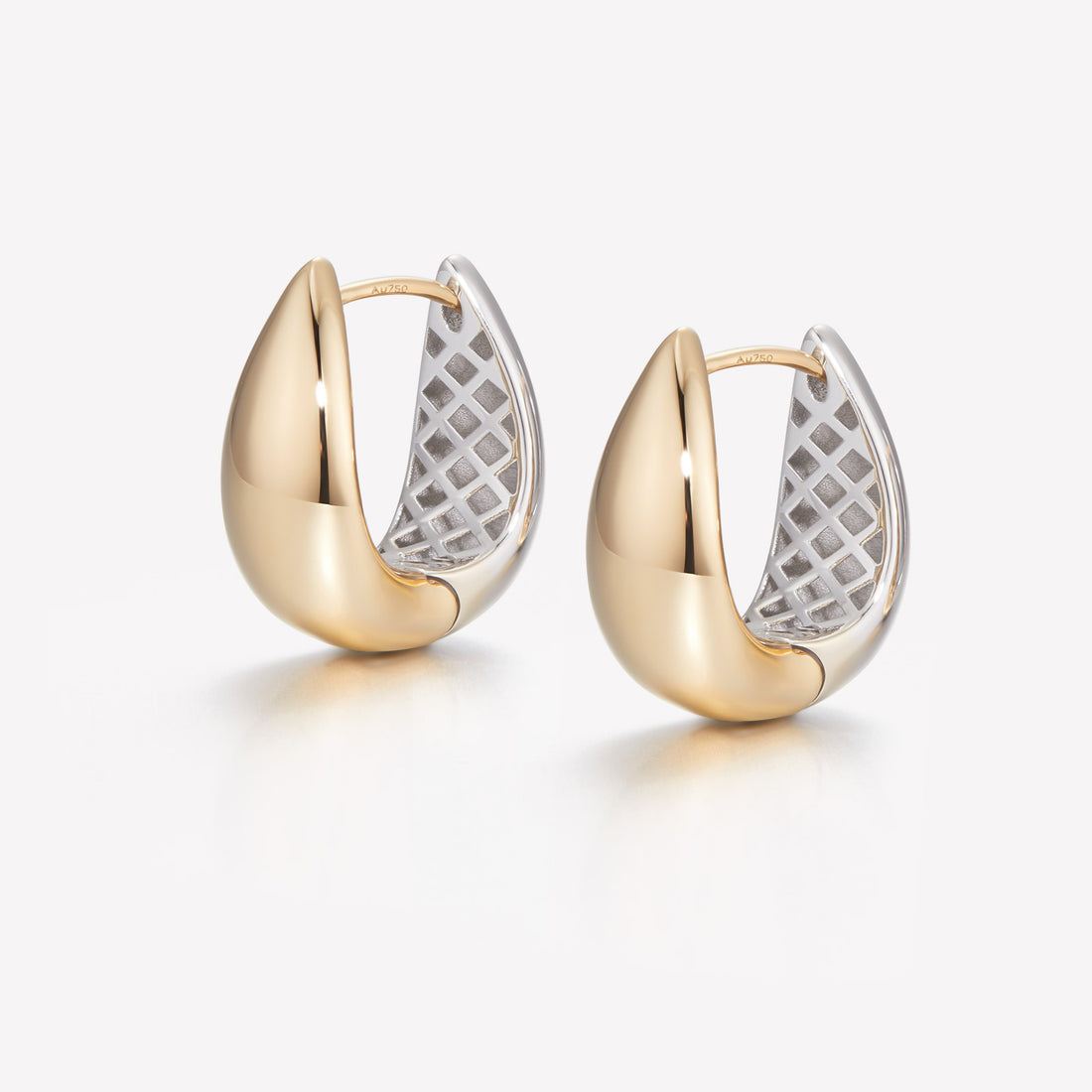 18K Gold Teardrop Yellow & Silver Earrings