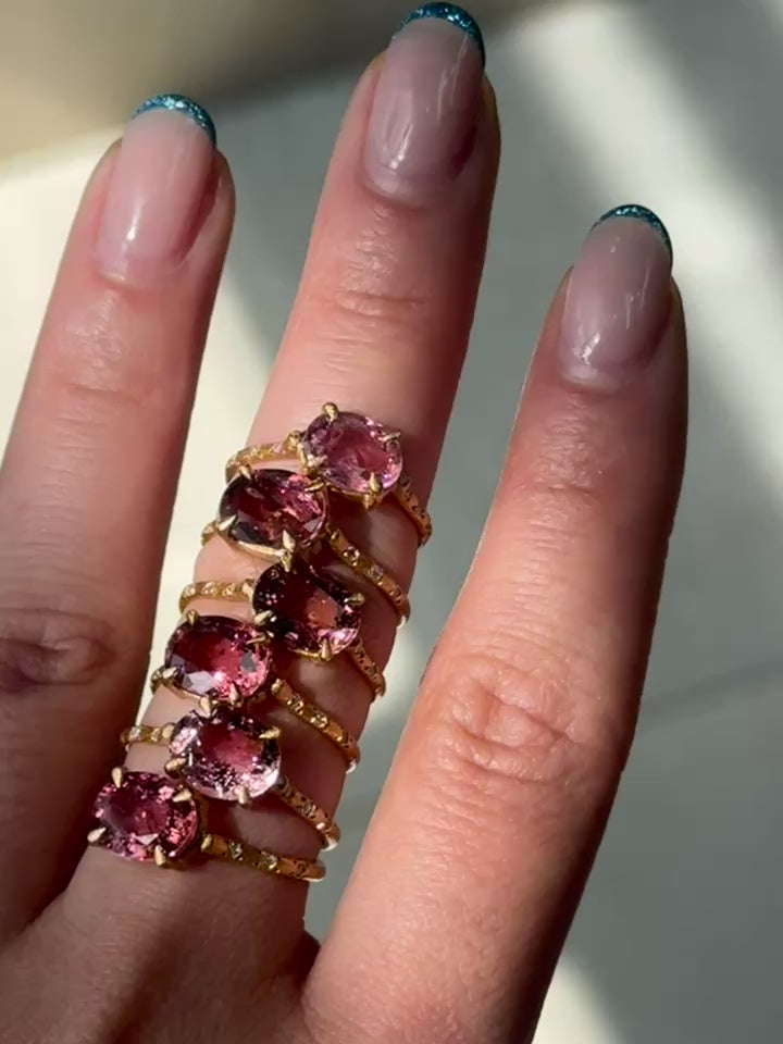 Retro Tourmaline Pink Gold Ring